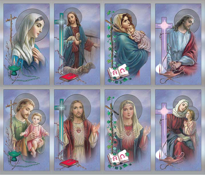 Saints Assorted Silver Foil Prayer Cards