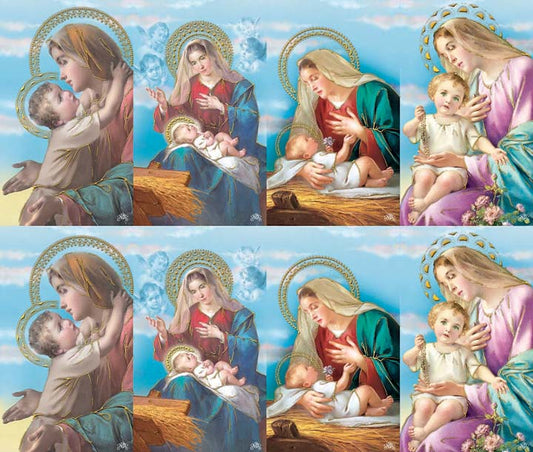 Assorted Madonna's Gold Foil Prayer Cards
