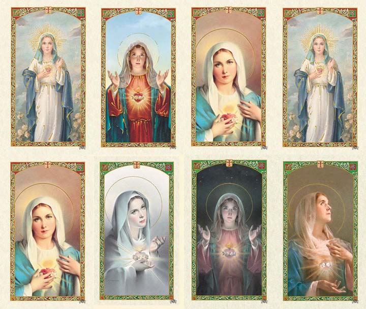 Micro Perfed Immaculate Hearts Assorted | Memorial Prayer Cards | 8-up Micro-Perfed ...