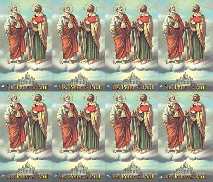 Micro Perfed Saint Peter & Saint Paul | Memorial Prayer Cards | 8-up Micro-Perfed ...